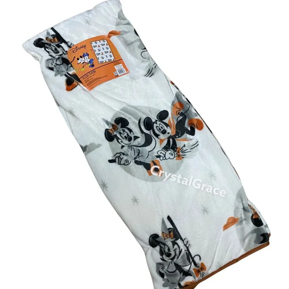 DISNEY Blanket Vampire Mickey & Witch Minnie Halloween Plush Throw 50 x 70 Treat